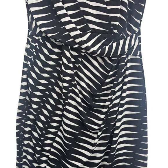 Josie Natori Womens Small Black White Abstract 3/4 Sleeve Dress - Picture 2 of 11